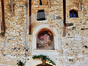 Monastery of Saint George, Ancient Icon Above Entrance, Peloponnese, Greece