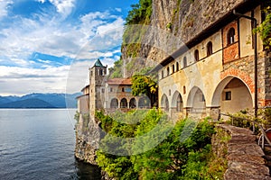 Monastery of Santa Caterina del Sasso on Lago Maggiore Lake, Italy