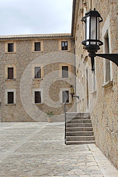 Courtyard of Monastery El Santuari de Lluc, Mallorca, Spain photo