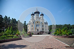 Monastery of St. Anastasia in the city of Jitomir against the blue sky