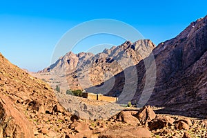 Monastery of St. Catherine and mountains near of Moses mountain, Sinai Egypt