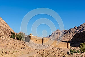 Monastery of St. Catherine and mountains near of Moses mountain, Sinai Egypt