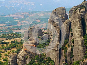 The Monastery of St. Nicholas Anapausas on the extraordinary cliffs at Meteora, Greece