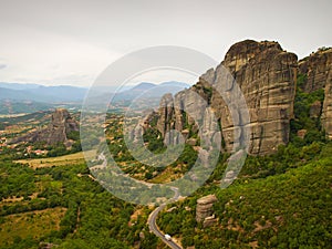 The Monastery of St. Nicholas Anapausas on the extraordinary cliffs at Meteora, Greece