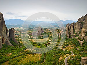 The Monastery of St. Nicholas Anapausas on the extraordinary cliffs at Meteora, Greece