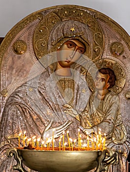 The Monastery of St. Nino at Bodbe is a Georgian Orthodox interior ancient icon photo