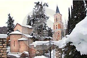 The Monastery of St. Nino at Bodbe in winter photo