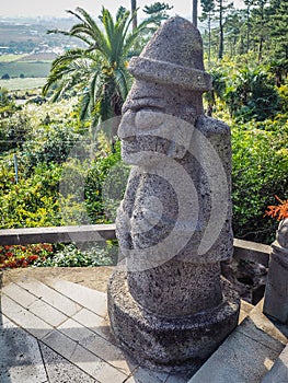 Monastery stone idol at Sanbanggulsa buddhist temple at Sanbangsan of Jeju island Korea