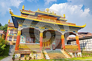 A monastery in UNESCO World heritage Boudhanath Stupa aka Bouddha in Kathmandu, Nepal