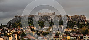 Monastiraki Square and Ancient Acropolis Hill