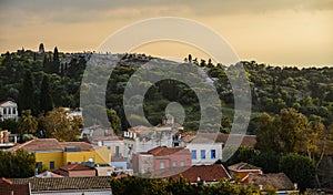 Monastiraki Square and Ancient Acropolis Hill