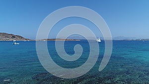 Monastiri beach on the island of Paros in the Cyclades in Greece seen from th