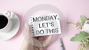 Monday Let`s Do This card  on pink background