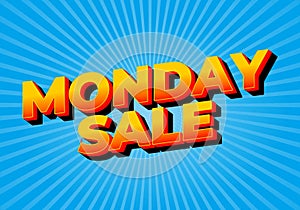 Monday sale. Text effect in 3D style with eye catching colors
