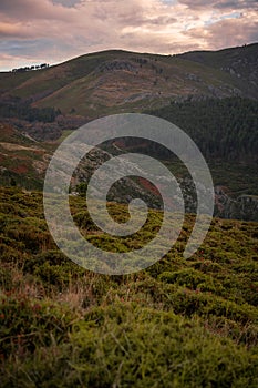 Mondim de Basto mountain nature landscape at sunset, in Portugal