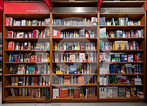 Bookshelf with books bookshop in Librerie.coop