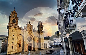 Main facade of the historic cathedral of MondoÃÂ±edo, Lugo province, Galicia, Spain photo