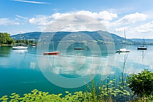 Mondsee lake in Salzkammergut in Austria during summer