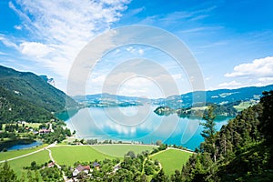 Mondsee lake in Salzkammergut in Austria during summer