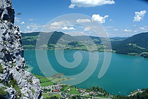 Mondsee shot from the Drachenwand via Ferrata