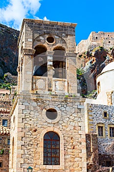 Monemvasia belfry and church, Peloponnese, Greece