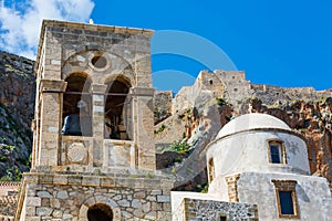 Monemvasia houses and church, Peloponnese, Greece