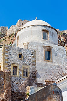 Monemvasia houses and church, Peloponnese, Greece