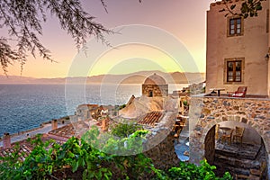 Monemvasia, often called `The Greek Gibraltar`, Lakonia, Peloponnese.