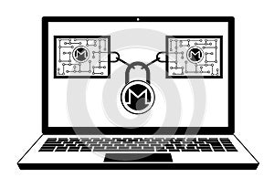 Monero block chain technology in the laptop