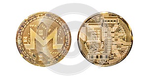 Monero Coin Front and Bank Isolated
