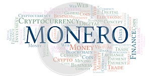 Monero cryptocurrency coin word cloud