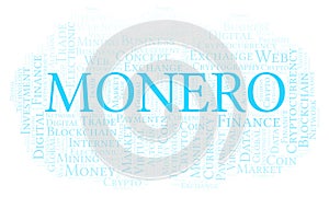 Monero cryptocurrency coin word cloud