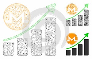 Monero Growth Graph Vector Mesh 2D Model and Triangle Mosaic Icon