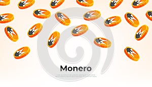 Monero XMR coin falling from the sky. XMR cryptocurrency concept banner background