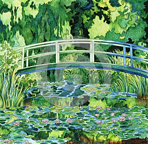 Monet`s Water Lily adult coloring page