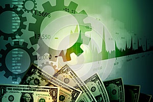 Monetary concept and market analysing graph