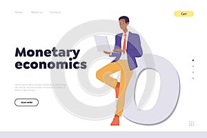 Monetary economics landing page design template for online service providing business training