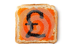 Monetary Pound sterling sandwich with caviar photo