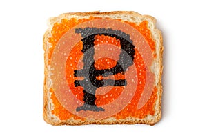 Monetary Russian Rouble sandwich with caviar photo