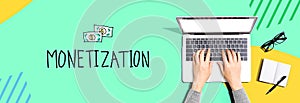 Monetization with person using a laptop