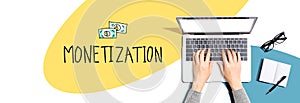 Monetization with person using a laptop