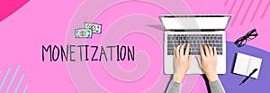 Monetization with person using a laptop