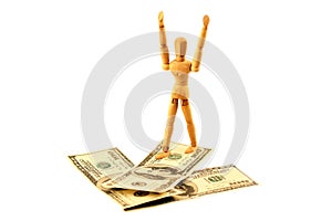 Money arrow and wooden man that go on them