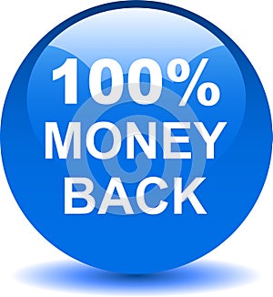 Money back button web icon blue