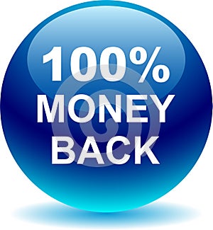 Money back button web icon blue