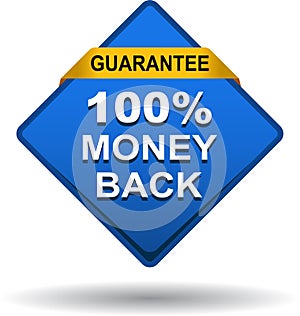 Money back button web icon blue