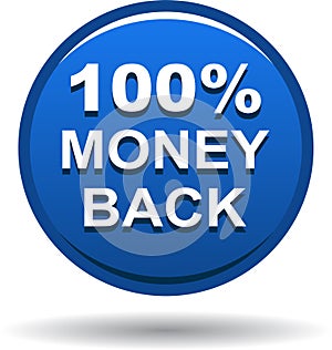 Money back button web icon blue