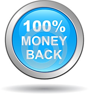 Money back button web icon blue