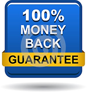 Money back button web icon blue