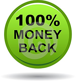 Money back button web icon green